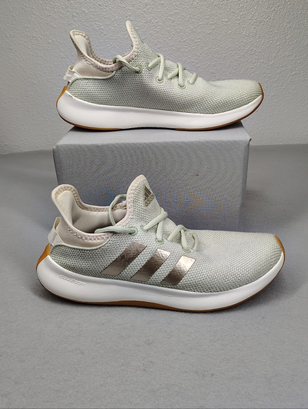 Adidas Cloudfoam Athletic Sneakers - Women's Size 7 Light Mint / White